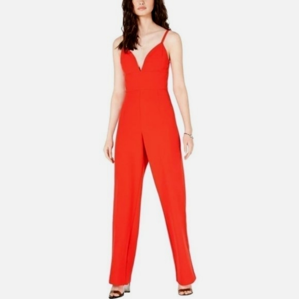 NWT LAUNDRY by Shelli Segal STRAIGHT LEG V-NECK JUMPSUIT Red 6